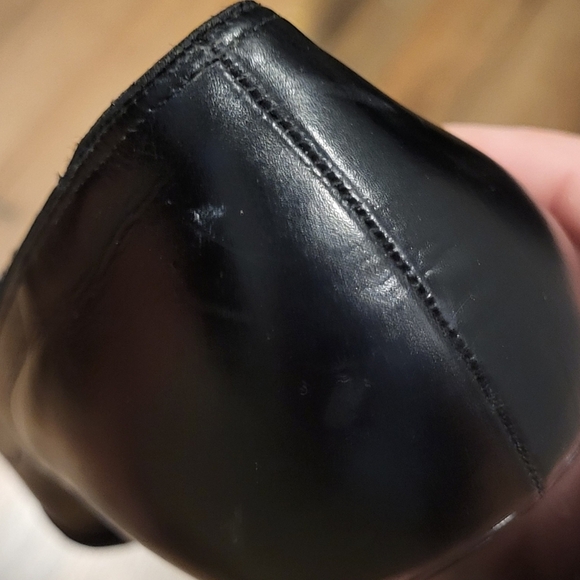 Vintage Dr. Locke Peep Toe Bow Detail Black Heel Made In USA Size 9 Narrow - Picture 11 of 11